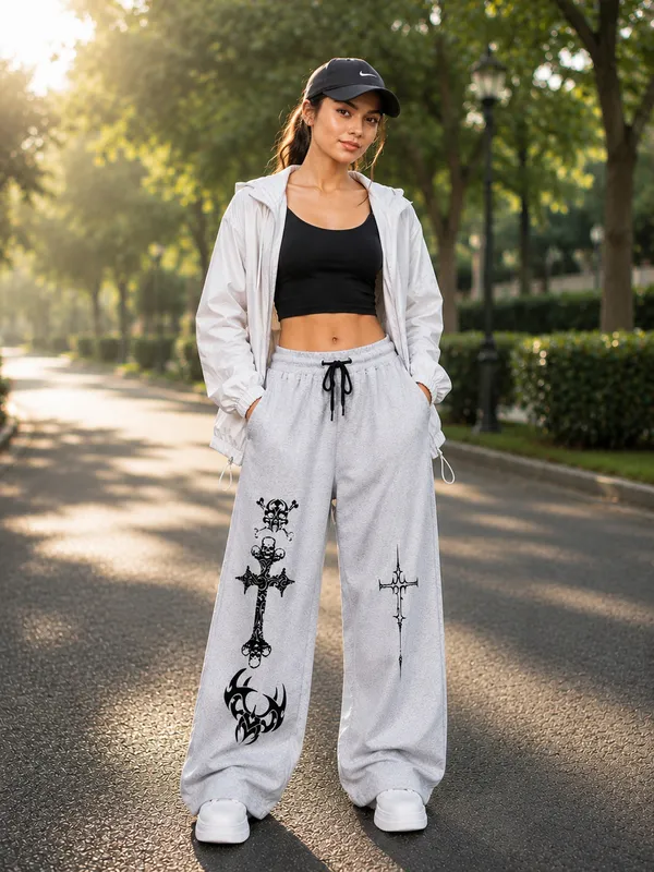 Grey_Wide_Leg_Printed_Track_Pants_for_Women