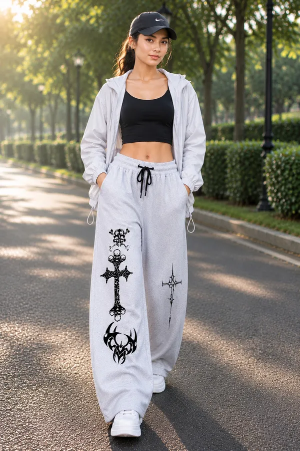 Grey_Wide_Leg_Printed_Track_Pants_for_Women