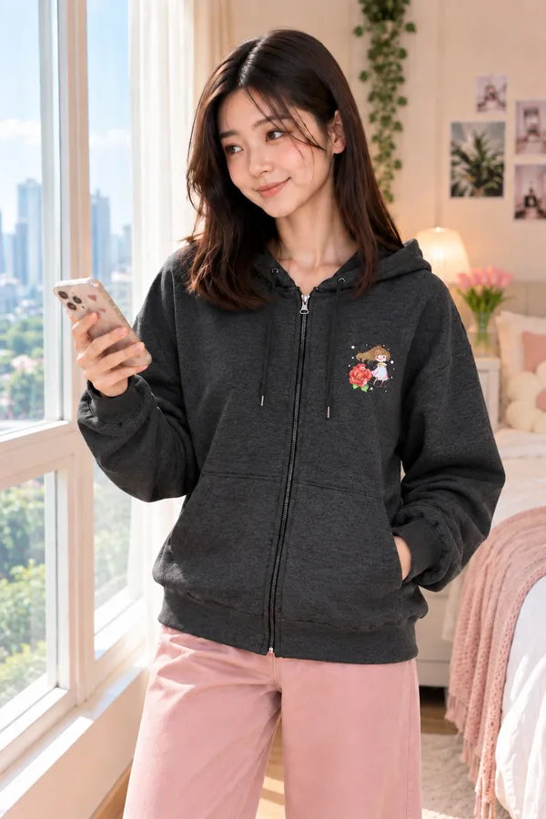 Charcoal_Casual_Zip_Hoodie_for_Women