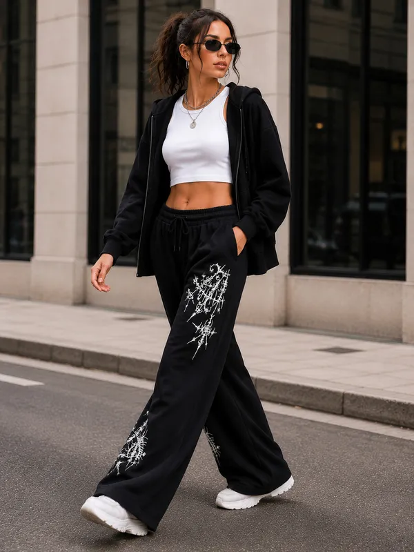 Black_Wide_Leg_Printed_Sweatpants_For_Women