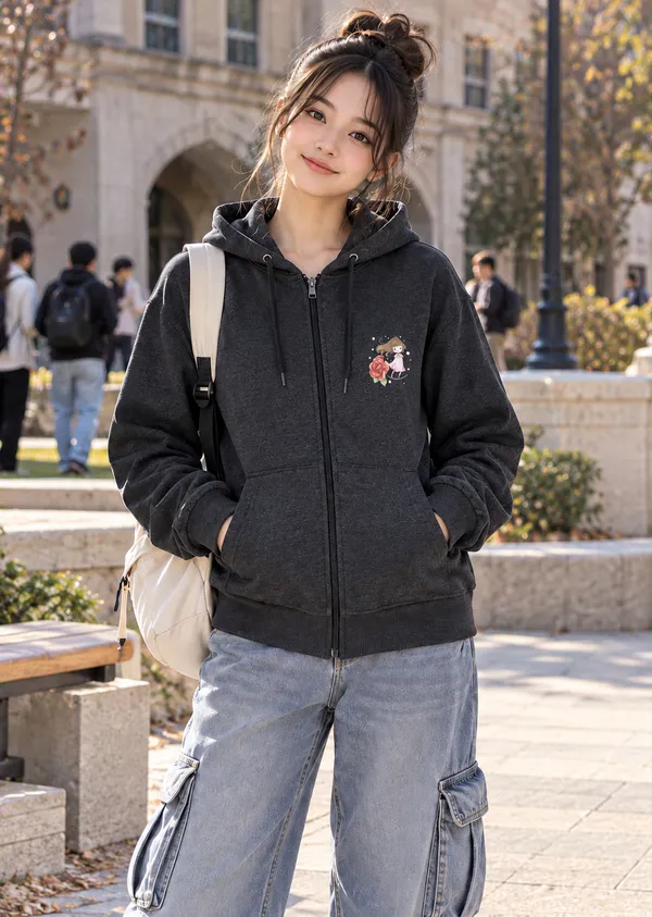 Charcoal_Casual_Zip_Hoodie_for_Women