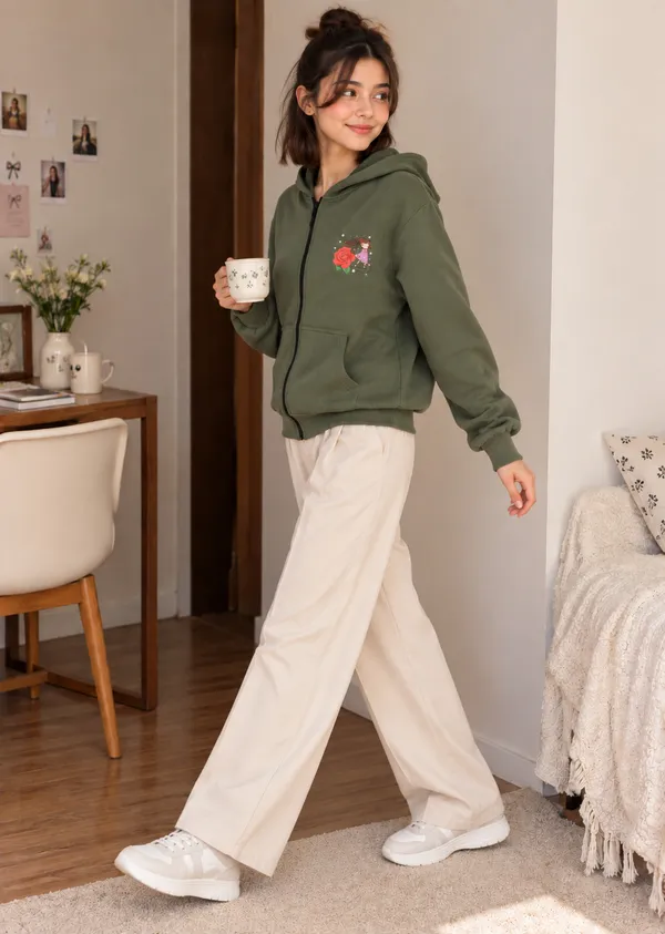 Green_Hooded_Zip-Up_Sweatshirt_for_Women