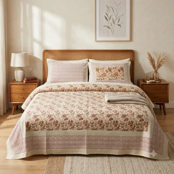 Floral_Print_Double_Bedsheet_With_Pillow_Covers