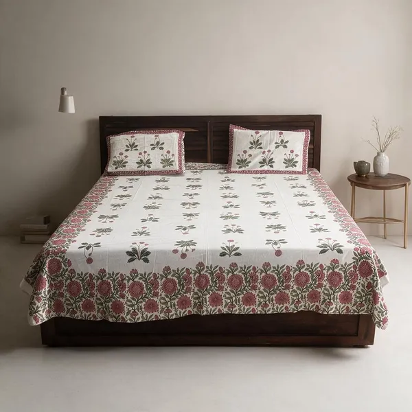 Floral_Print_Double_Bedsheet_With_Pillow_Covers