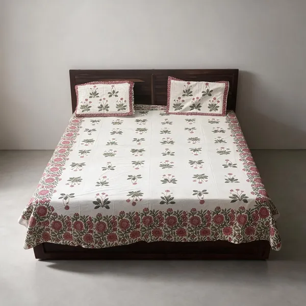 Floral_Print_Double_Bedsheet_With_Pillow_Covers