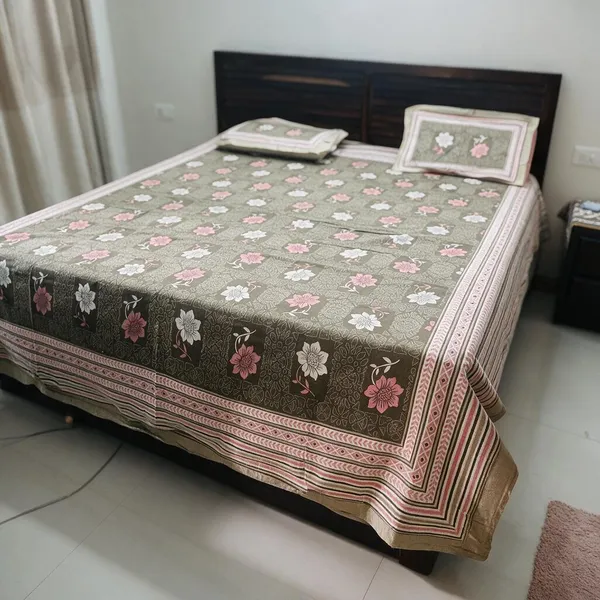 Green_Floral_Print_Double_Bedspread