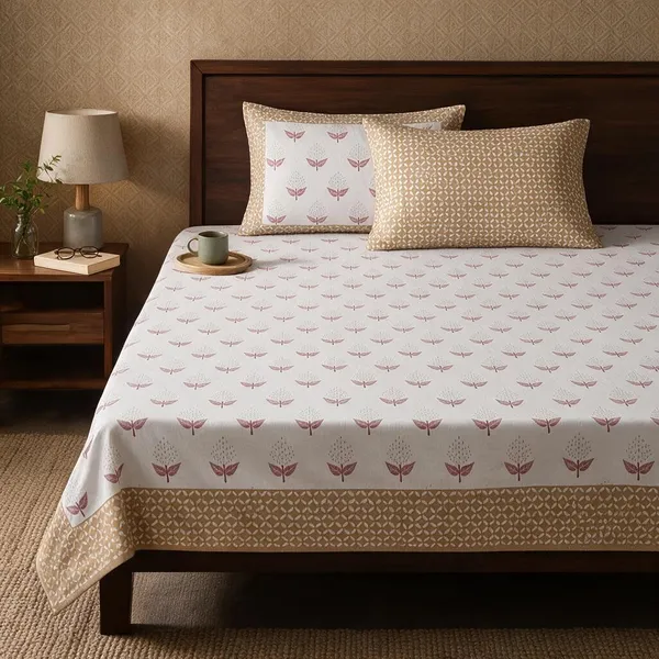 Floral_Botanical_Print_Bedsheet_Set_With_Pillow_Covers