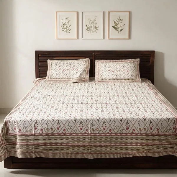 Printed_Geometric_Floral_King_Size_Bedsheet