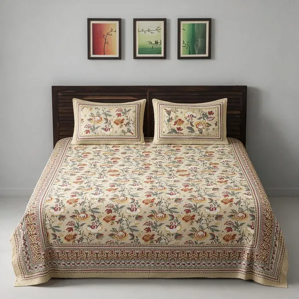 Floral_Print_King_Size_Bedsheet_With_Pillow_Covers