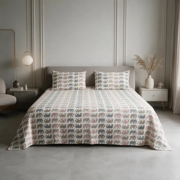 Cotton_Elephant_Print_Double_Bedsheet