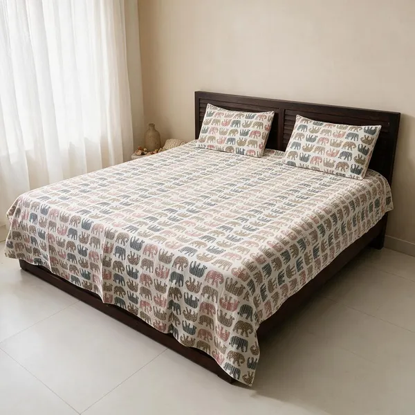 Cotton_Elephant_Print_Double_Bedsheet