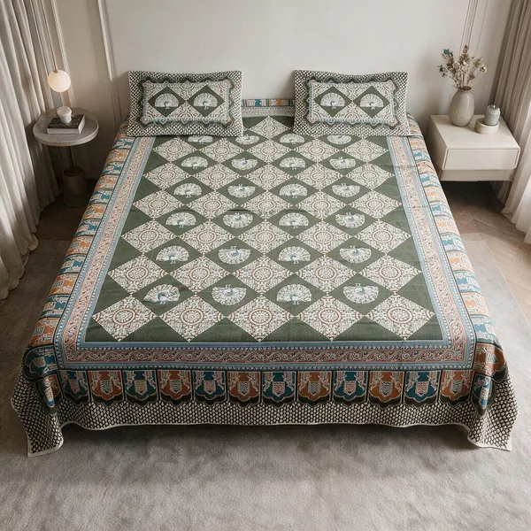 Printed_Geometric_Pattern_Bedsheet_With_Pillow_Covers