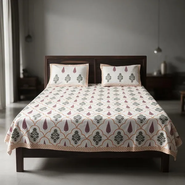 Printed_Floral_King_Size_Bedsheet_With_Pillow_Covers