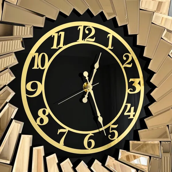 Up_Down_Design_Bronze_Mirror_Wall_Clock