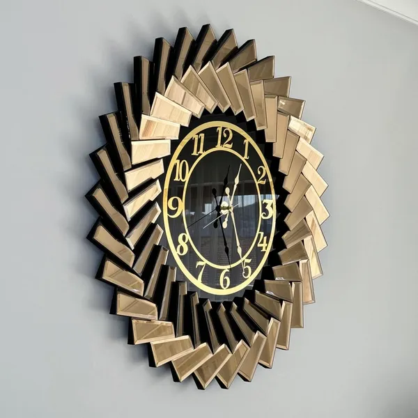 Up_Down_Design_Bronze_Mirror_Wall_Clock