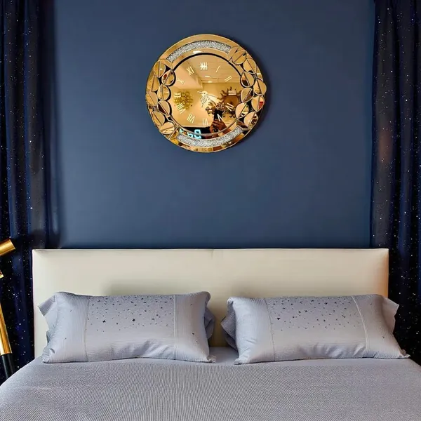 Leaf_Style_With_Diamond_Crystal_Wall_Mirror_Clock