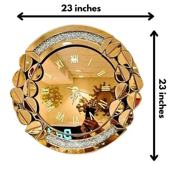 Leaf_Style_With_Diamond_Crystal_Wall_Mirror_Clock