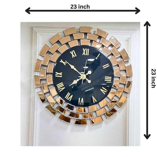 Gitti_Style_Mirror_wall_Clock_Copper_and_Black_Color