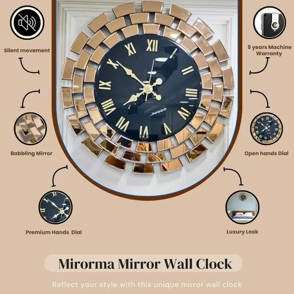Gitti_Style_Mirror_wall_Clock_Copper_and_Black_Color