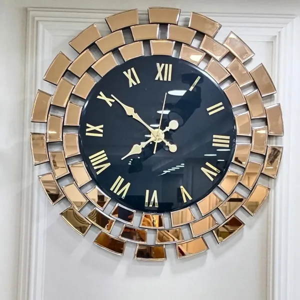 Gitti_Style_Mirror_wall_Clock_Copper_and_Black_Color