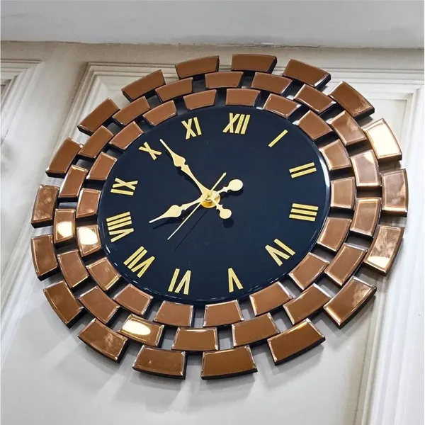 Gitti_Style_Mirror_wall_Clock_Copper_and_Black_Color