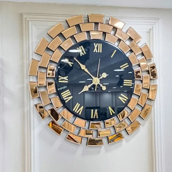 Gitti_Style_Mirror_wall_Clock_Copper_and_Black_Color