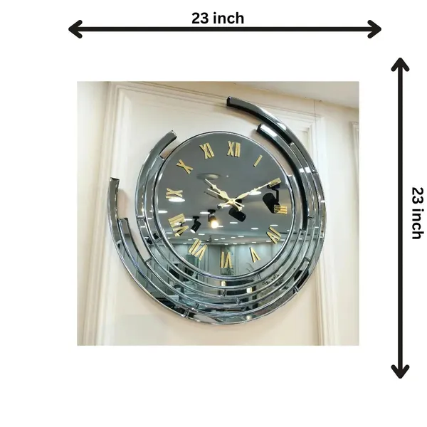 Eclips_Moon_Mirror_Wall_Clock_Roman_Stylish_Grey