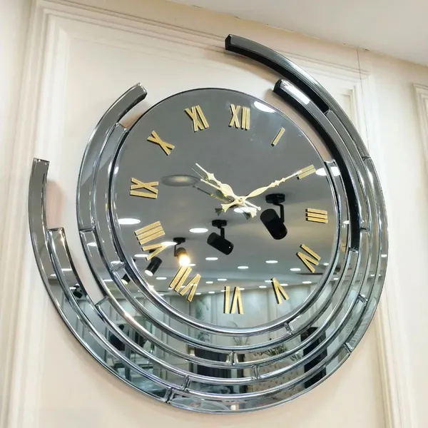 Eclips_Moon_Mirror_Wall_Clock_Roman_Stylish_Grey