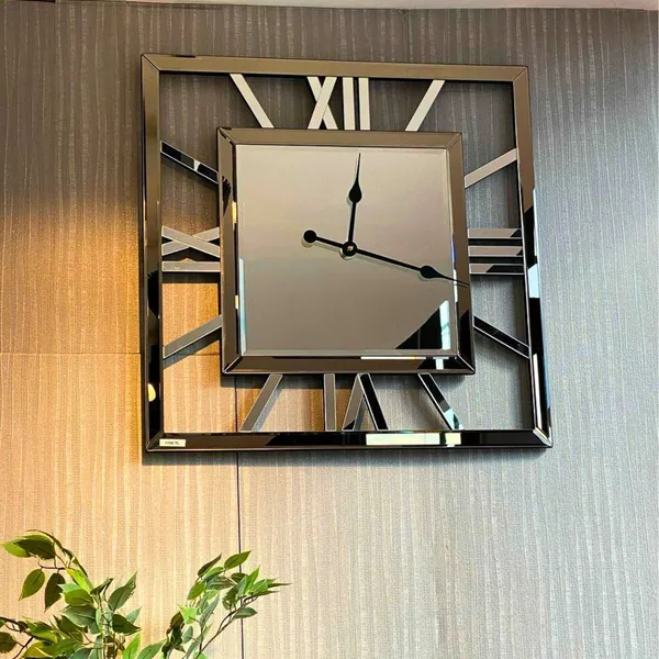 Square_Shape_Roman_Number_Style_Mirror_Clock_Brown_Color