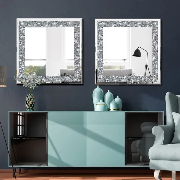 Lxury_Square_Crystal_Glass_Wall_Mirror_24_Inch