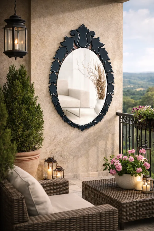 Ebony_Leaf_Oval_Mirror