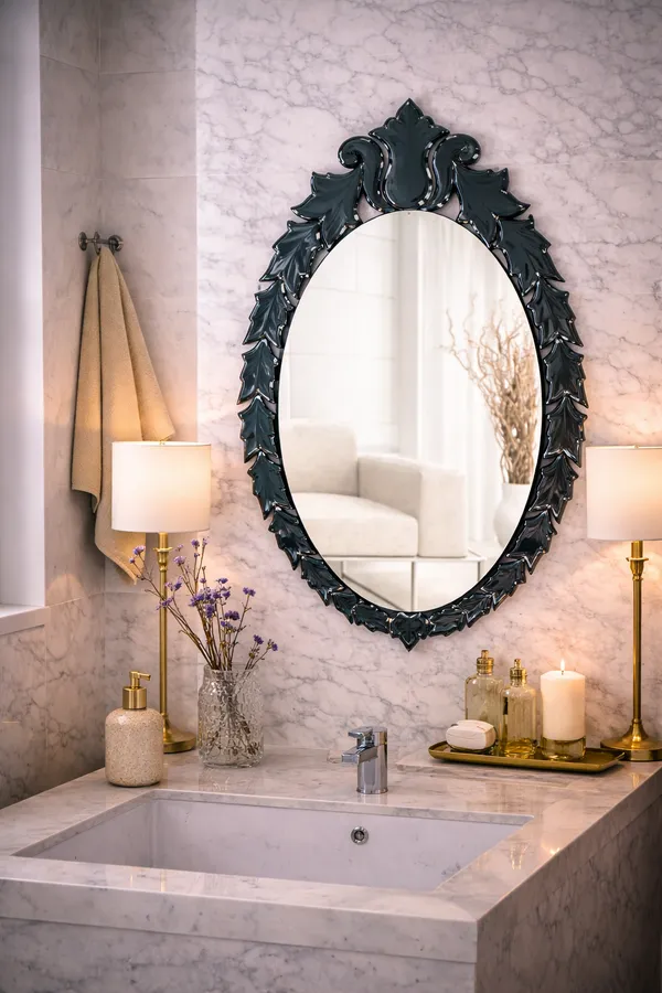 Ebony_Leaf_Oval_Mirror