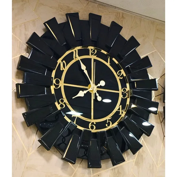 Elegant_Updown_Design_Mirror_Wall_Clock_Black_Color_23x23_Inches