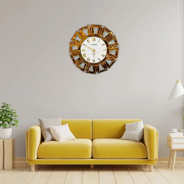 Crystal_Diamond_Design_Mirror_Wall_Clock_Copper_Color