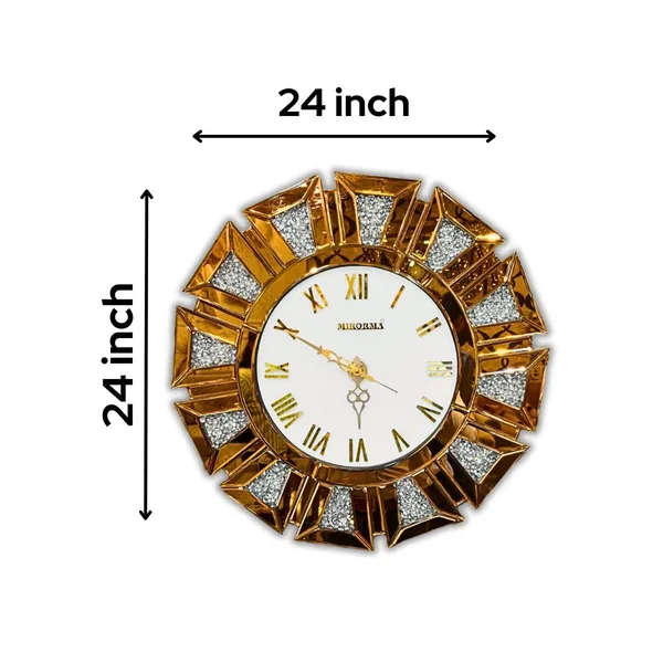 Crystal_Diamond_Design_Mirror_Wall_Clock_Copper_Color