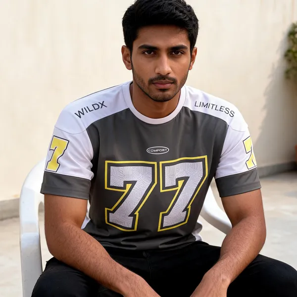 White_Grey_Cotton_Colour_Block_Sports_Jersey_For_Men