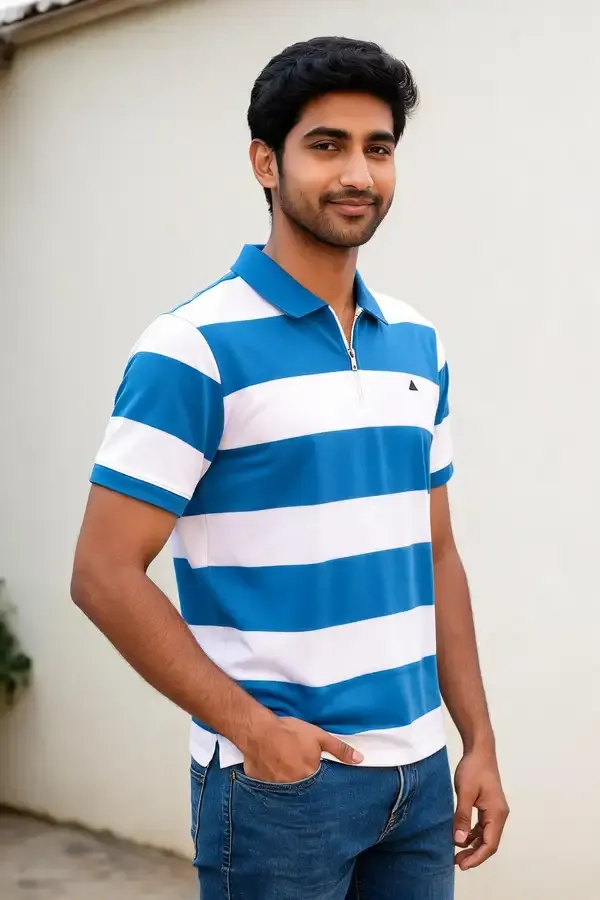 Blue_And_Red_Cotton_Striped_Regular_Fit_Polo_T-Shirt_For_Men_Pack_Of_2