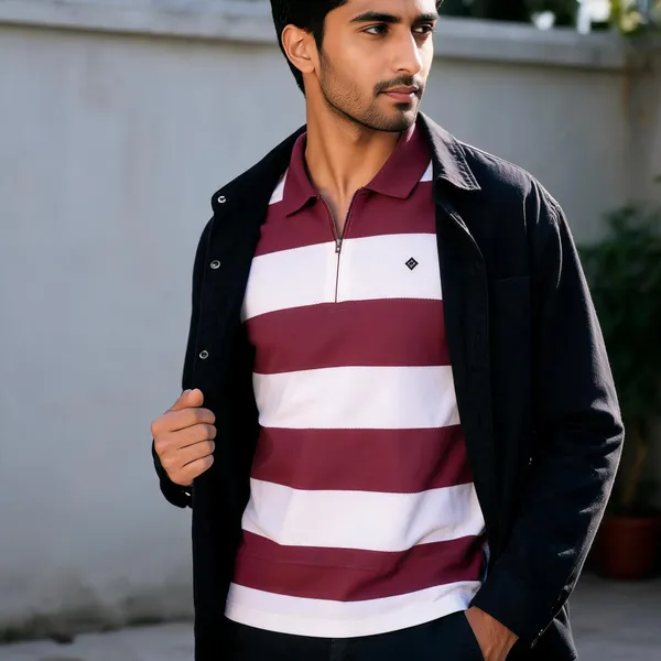 White_Maroon_Cotton_Striped_Relaxed_Fit_Polo_T-Shirt_For_Men