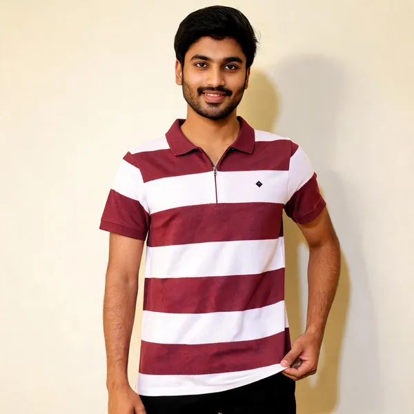 White_Maroon_Cotton_Striped_Relaxed_Fit_Polo_T-Shirt_For_Men