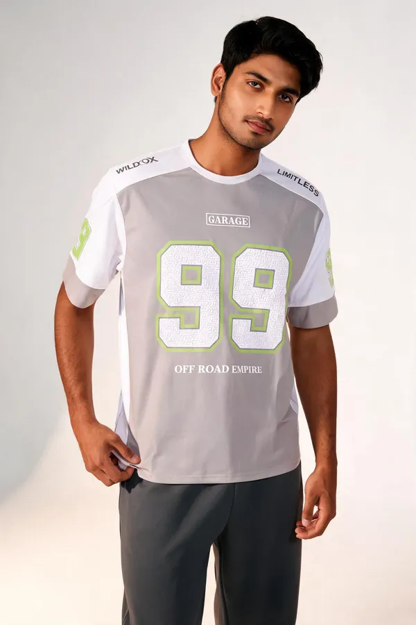 White_Cotton_Graphic_Colour_Block_Sports_T-Shirt_For_Men