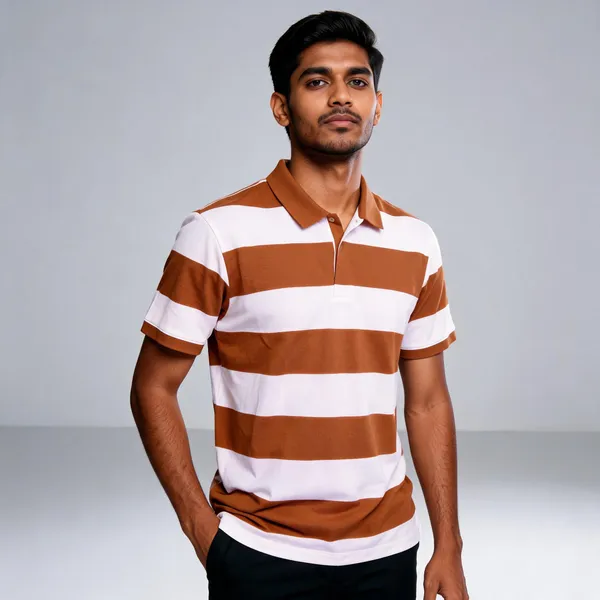 Brown_And_White_Cotton_Striped_Regular_Fit_Polo_T-Shirt_For_Men