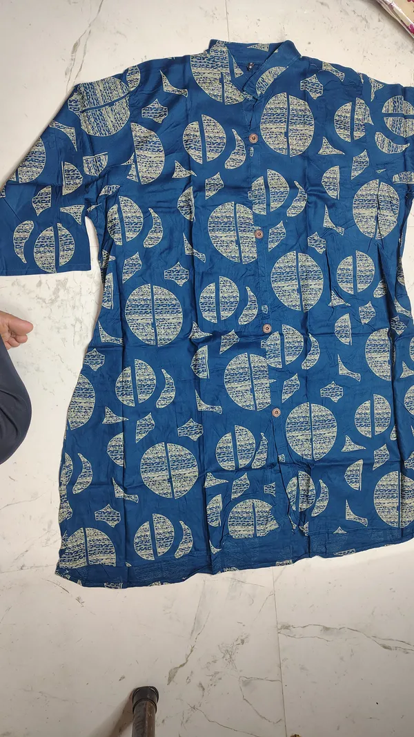 Blue_Rayon_Printed__Knee_length_Co-Ord_Set_For_Women