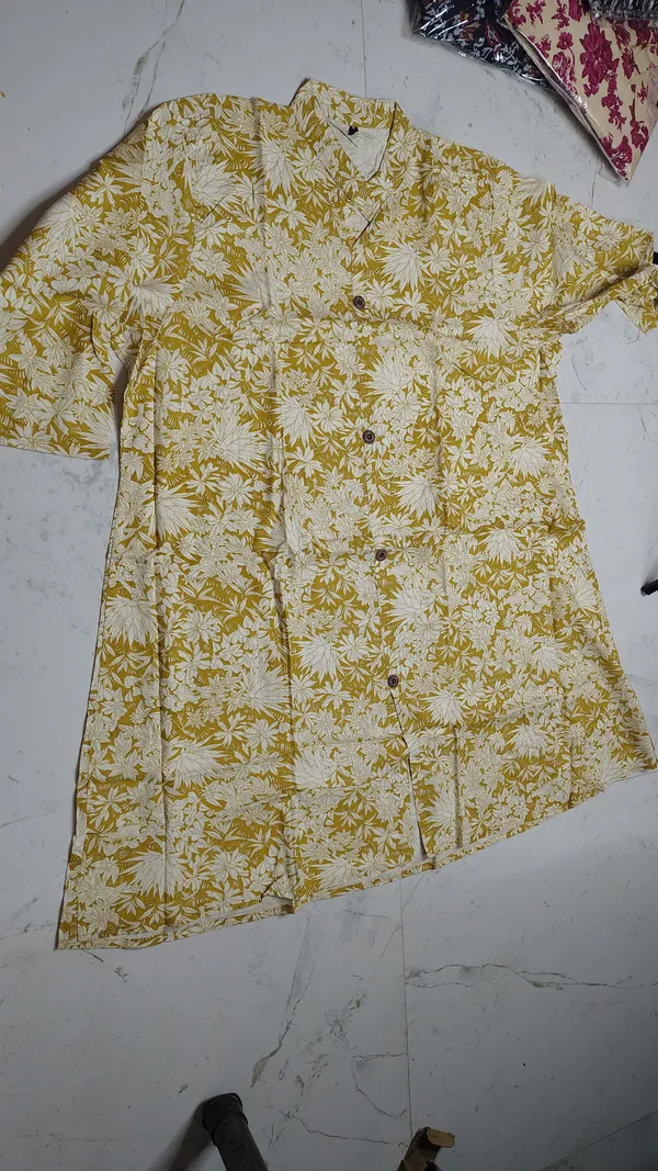 Lemon_Yellow_Rayon__Knee_length_Co-Ord_Set_For_Women