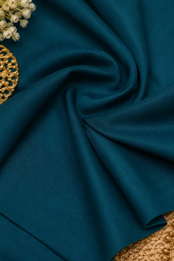 Royal_Teal_Dabu_Cotton__Knee_length_Short_Kurti_For_Women