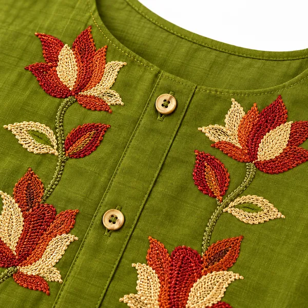 Green_Mull_Chanderi__Knee_length_3_Piece_Suit_For_Women
