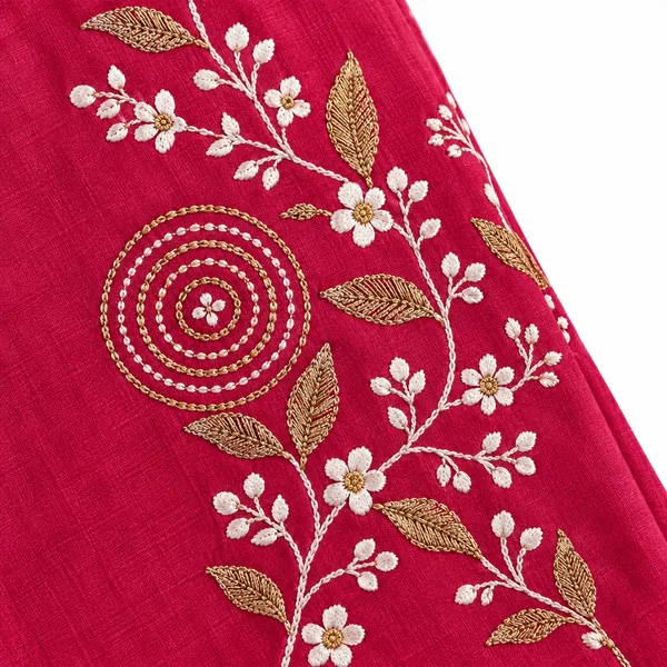 Pink_Roman_Silk_Heavy__Knee_length_3_Piece_Suit_For_Women