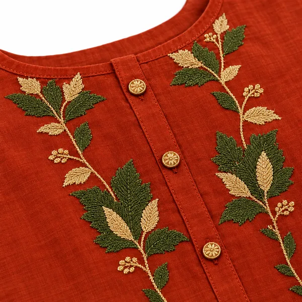 Rust_Mull_Chanderi__Knee_length_3_Piece_Suit_For_Women