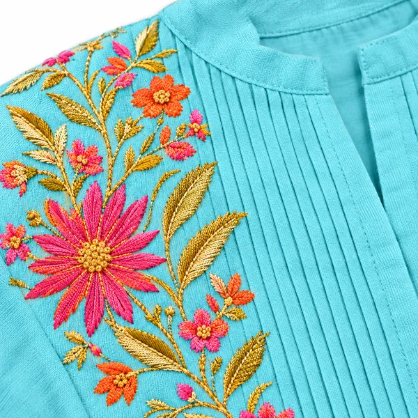Sky_Blue_Cotton__Knee_length_Co-Ord_Set_For_Women