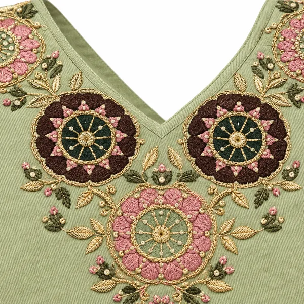 Sage_Green_Roman_Silk__Knee_length_Co-Ord_Set_For_Women