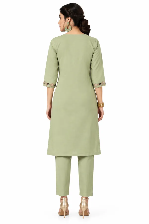 Sage_Green_Roman_Silk__Knee_length_Co-Ord_Set_For_Women